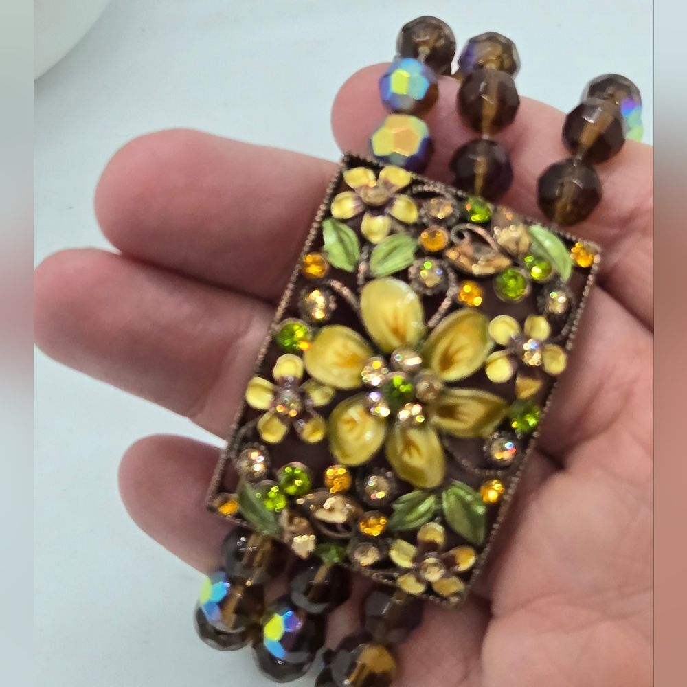 Joan Rivers Enamel Crystal stretch Bracelet 3 Strand - Picture 5 of 9